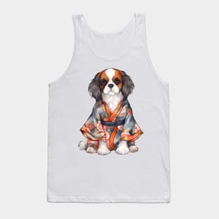 Watercolor Cavalier King Charles Spaniel Dog in Kimono Tank Top